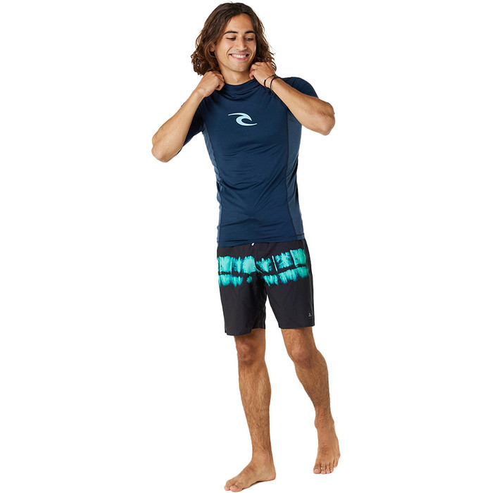 2024 Rip Curl Mnner Waves UPF Performance Kurzrmelige Lycra-Weste 142MRV - Dark Navy